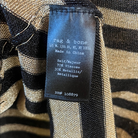Rag & Bone Black and Gold Metallic Striped Sweater M - Picture 5 of 8